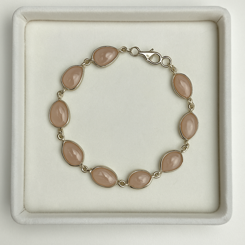 Rose Quartz Silver Chain Bracelet – Love & Self-Worth