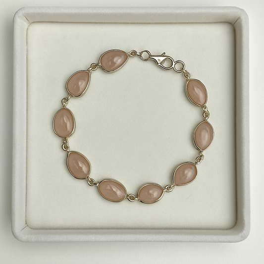 Rose Quartz Silver Chain Bracelet – Love & Self-Worth