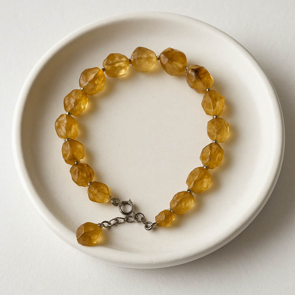 Citrine Faceted Nuggets Silver Chain Bracelet