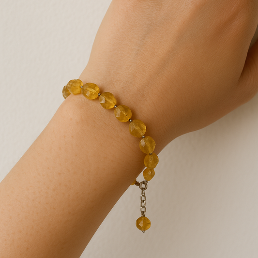 Citrine Faceted Nuggets Silver Chain Bracelet