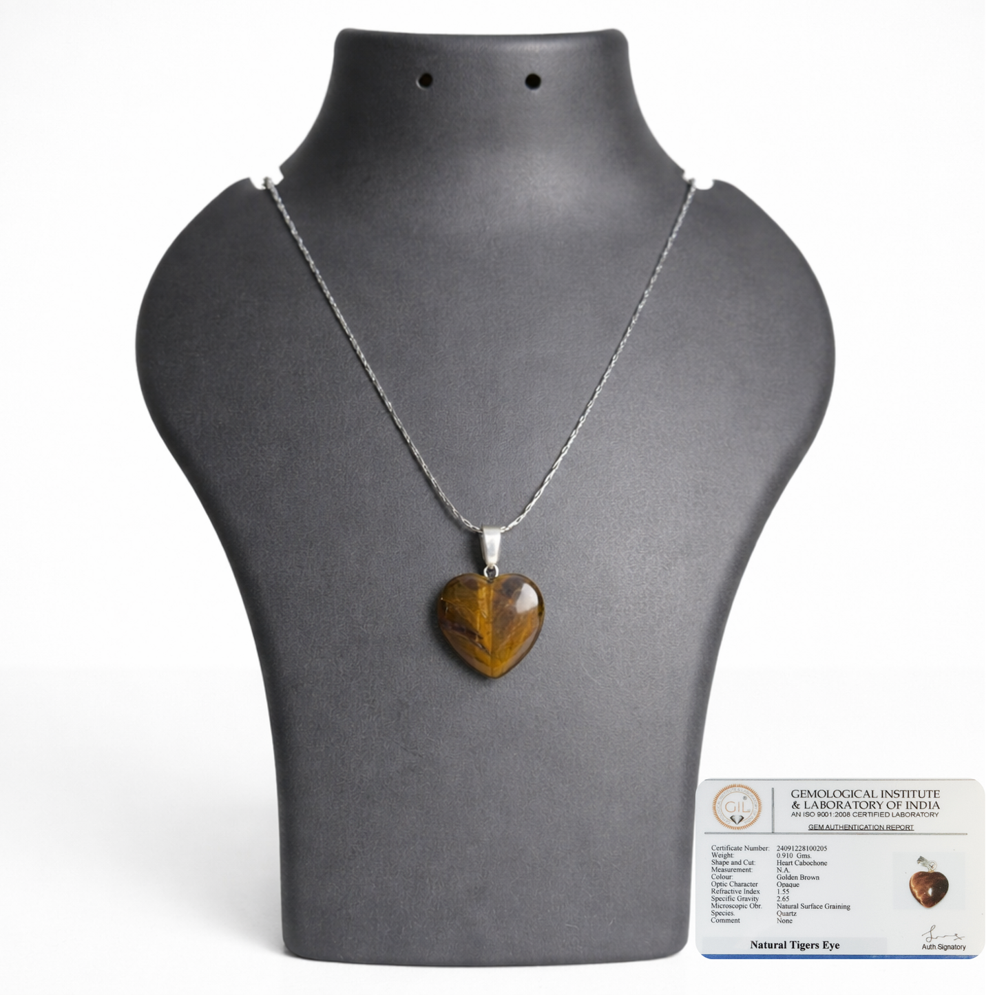 Tiger Eye Heart Shape Pendant – Courage, Protection & Heart-Led Strength