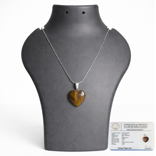 Tiger Eye Heart Shape Pendant – Courage, Protection & Heart-Led Strength