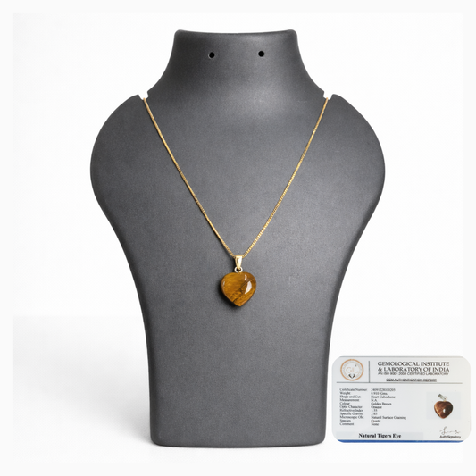 Tiger Eye Mini Heart Pendant – Crystal of Courage, Protection & Confidence