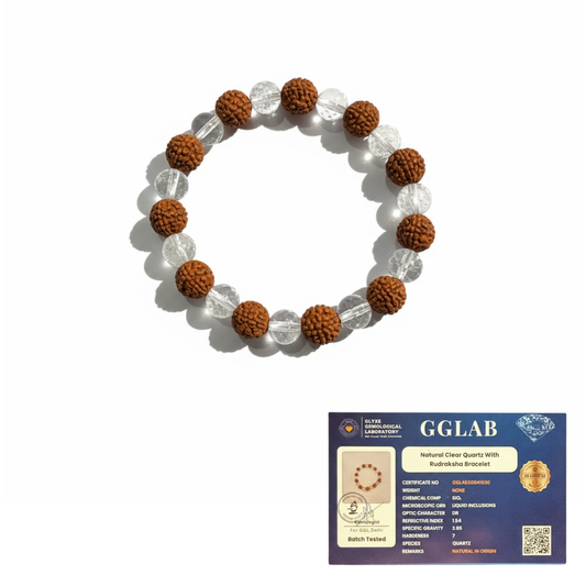 Rudraksha & Clear Quartz Protection Bracelet