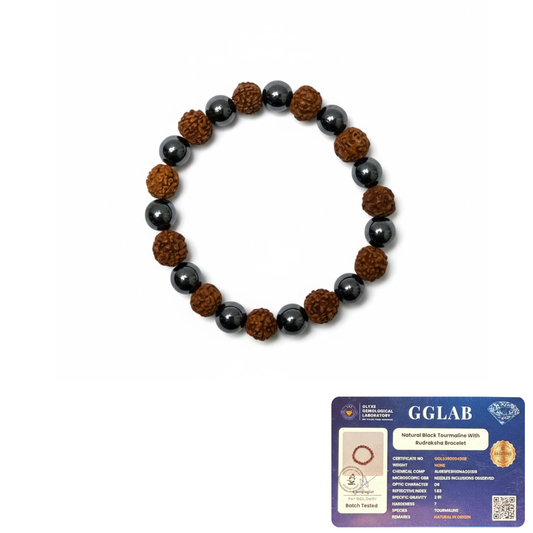 Black Tourmaline & Rudraksh Bracelet